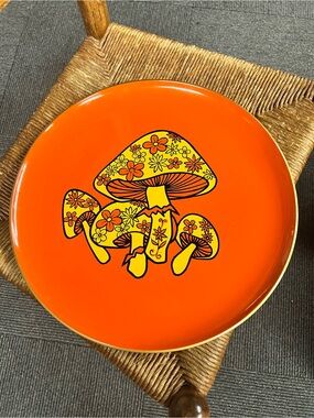 Vintage Takahashi Japan Orange Mushroom Plate / Tray – 1970s Retro Decor
